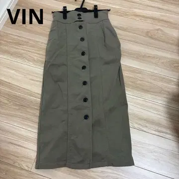 VIN 올리브 그린 타이트 스커트 앞면 버튼