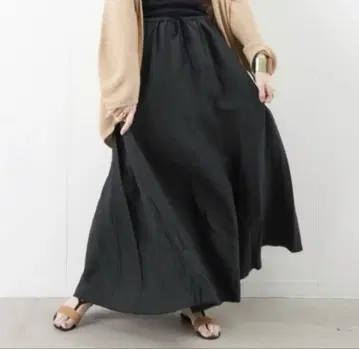 새상품급! 루카/레이디 랙 루카 린넨 롱 스커트 블랙
