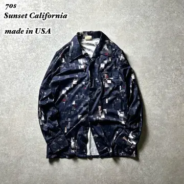 70s SunsetCalifornia 미국제 오픈 카라 박스 실루엣 셔츠