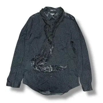 폴스미스 보타이 긴팔 셔츠 실크 M 블랙 블랙 별 패턴 올 패턴