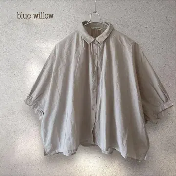 blue willow 블루 윌로우 린넨 혼방 돌먼 블라우스 와이드