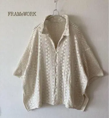 FRAMeWORK 레이스 오픈 카라 셔츠
