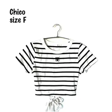 Chico 스트라이프 크롭 탑 F 사이즈