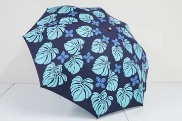 캐시맘 몬스테라 패턴 우천 겸용 우산 블루 하와이안