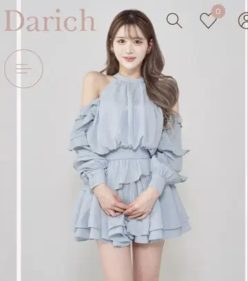 다리치 볼륨 쉬폰 미니 원피스