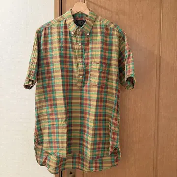BEAMS PLUS 마드라스 체크 풀오버 숏 슬리브