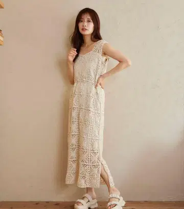 크로셰 롱 슬리브리스 원피스 mysty woman