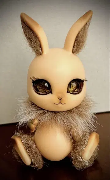 토끼 모양 커스텀 인형 (베이지, 퍼 포함)