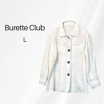 Burette club 자켓 스타일 린넨 블라우스 7부 소매 L 화이트