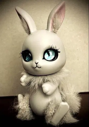 토끼 모양의 커스텀 인형 (옅은 그레이, 퍼 포함)