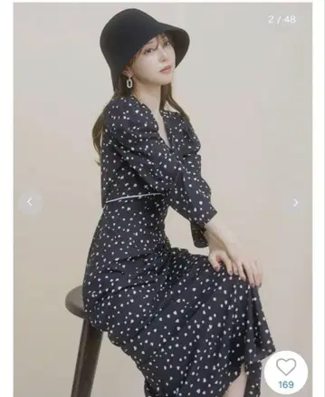 SNIDEL 스나이델 랜덤 하트 프린트 원피스 0