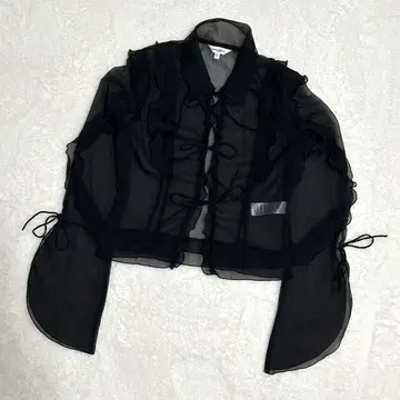 MOUSSY CHIFFON MELLOW 시스루 블라우스 블랙 프리