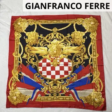 새상품급 GIANFRANCO FERRE 이탈리아제 대형 실크 스카프