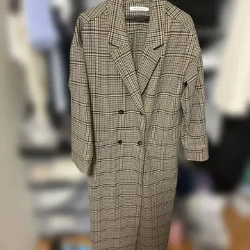 MOUSSY 체크 무늬 롱 코트