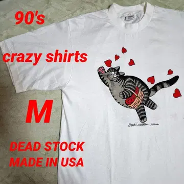 90's 클레이지 셔츠 반팔 티셔츠 M 크리반 캣 데드스탁