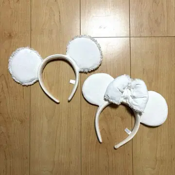 미키 미니 귀가 달린 머리띠 2개 세트 화이트