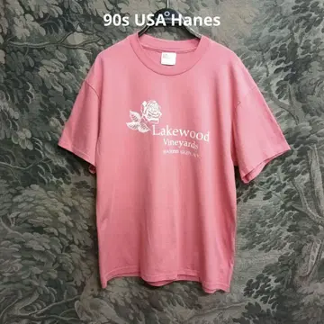 90s Hanes 싱글 스티치 USA 장미 프린트 티셔츠
