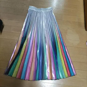 레인보우 플리츠 스커트