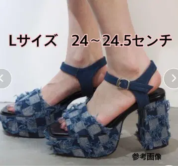 EVRIS 에브리리스 데님 프린지 샌들 통굽 L 사이즈 24~24.5cm