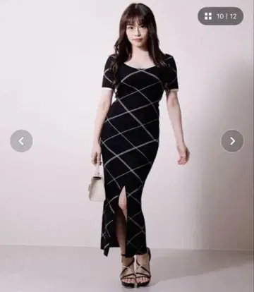LIP SERVICE 백 오픈 자카드 롱 원피스 블랙 검정