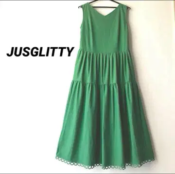 JUSGLITTY 저스길리티 컬러 린넨 원피스 롱 그린
