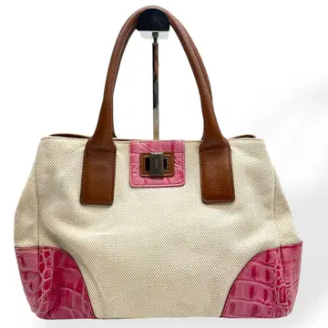 새상품급 FURLA 훌라 토트백 캔버스 가죽 악어 엠보싱