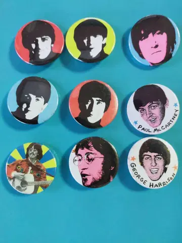 Beatles 비틀즈 캔뱃지 9개 세트 미사용 UK