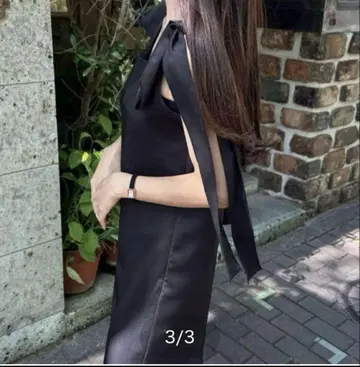 미사용 새상품 카라 carla 2way satin dress 리본 원피스