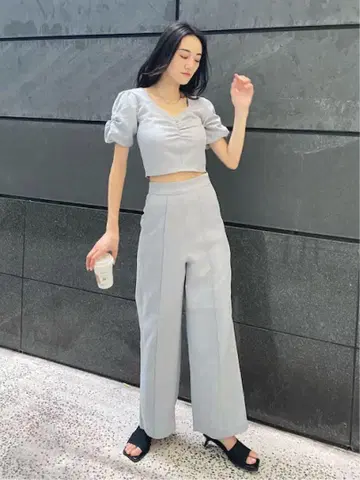 EMODA 에모다 그레이 와이드 팬츠 하이웨스트 미사용 새상품