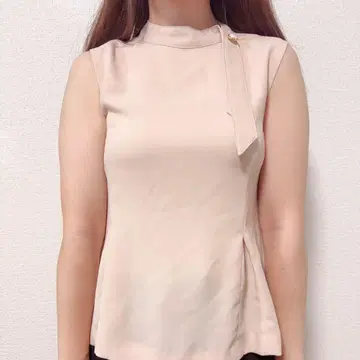슬리브리스 펄 블라우스 비쥬 일본제