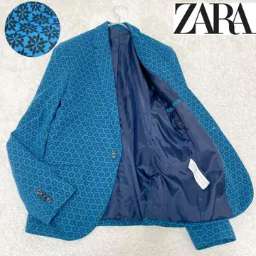 ZARA MAN 자라맨 테일러드 자켓 올 패턴 일본풍 전체 안감 블루 S