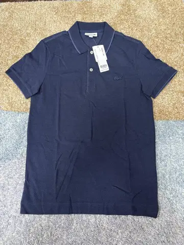 LACOSTE (라코스테) 레귤러 핏 페일 컬러 피케 셔츠 반팔 네이비