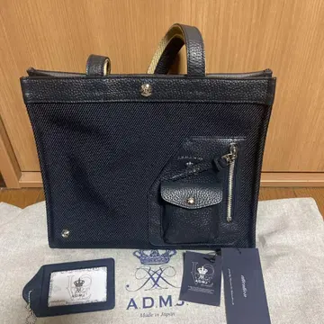 새상품급 ADMJ 가죽 토트 네이비 라이더 포켓