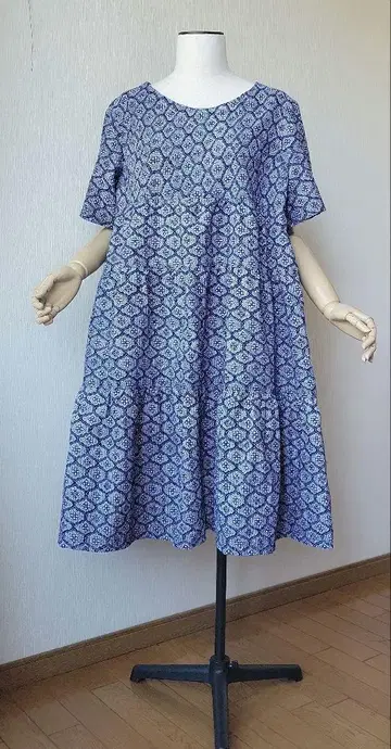 기모노 리메이크 립플 유카타 원단의 마터니티 원피스