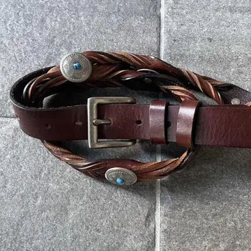 vintage 스터드 벨트 "다크 브라운" 콘초