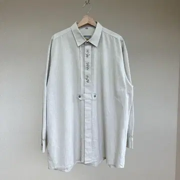 USED 유로 구제 의류 꽃무늬 티롤리안 셔츠 베이지 2XL 빈티지