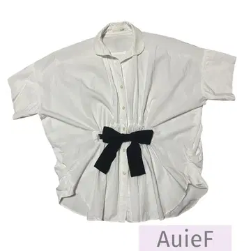 AuieF 아위프 화이트 오버 셔츠 블랙 리본 포함
