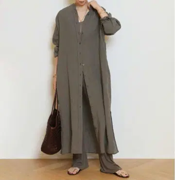 Deuxieme Classe 리넨 원피스 카키