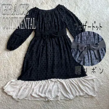 GRACE CONTINENTAL 페더 도트 JQ 원피스 도킹