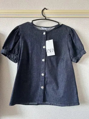 자라 반팔 블라우스 데님 셔츠 데님