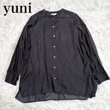 yuni 유니 밴드 카라 셔츠 린넨 혼방 마 오버 사이즈 블랙