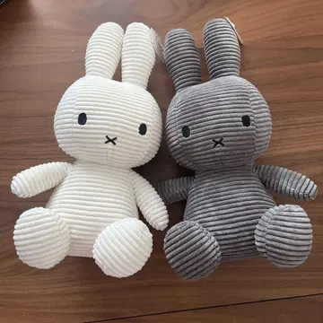 미피 코듀로이 봉제 인형 33cm 화이트 + 다크 그레이 2개 세트