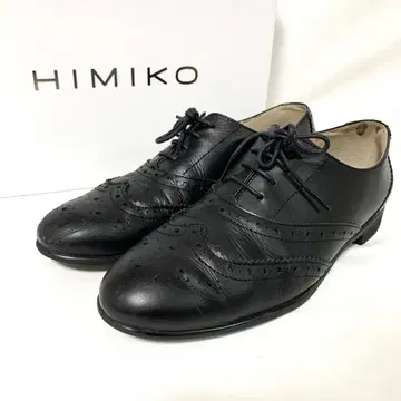 히미코 HIMIKO 로퍼 가죽 신발 윙팁 24 블랙
