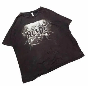 초레어 페이드 AC/DC 블랙 밴 티셔츠 2XL 블랙 티셔츠 썬더