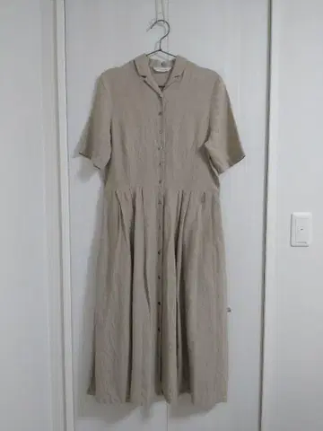 bulle be savon 원피스 베이지 린넨 면 허리 절개