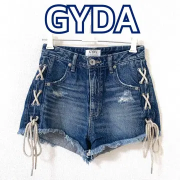 GYDA 제이다 사이드 레이스업 데님 숏 팬츠 인디고
