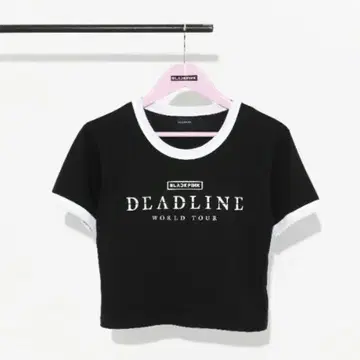 새상품 BLACKPINK 티셔츠 DEADLINE 숏 기장 티셔츠 블랙 M