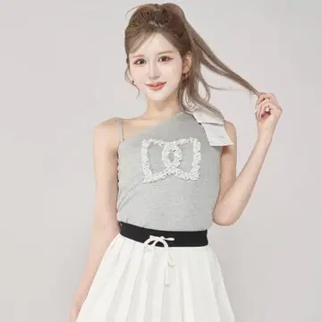 다리치 빅 리본 원숄더 상의 그레이