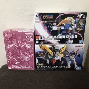 건담: HG 노벨 + RG 샤이닝 + 1/144 데빌 [클리어 컬러]