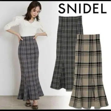 snidel 하이 웨스트 타이트 헴 플레어 치마